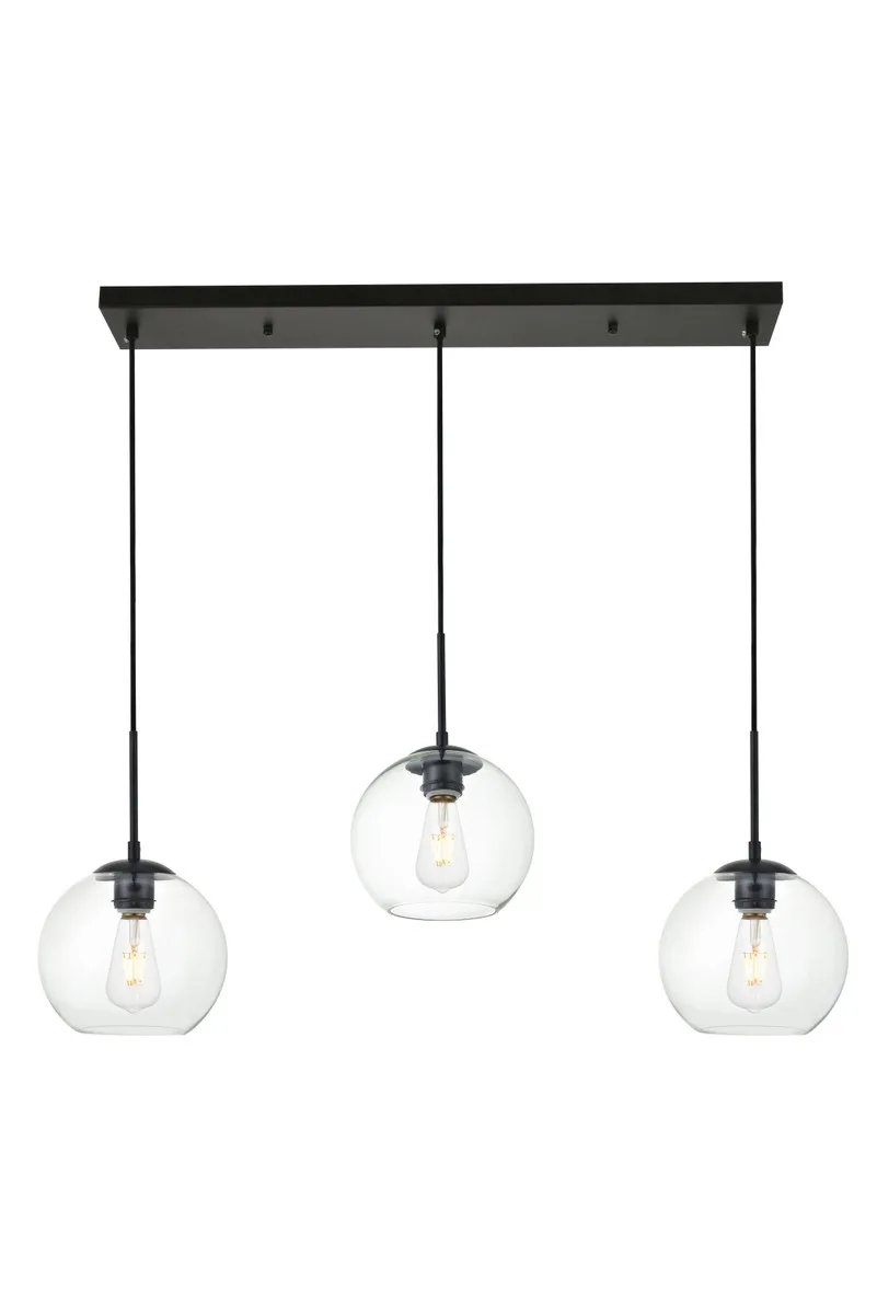 BAXTER Three Light Pendant in Black and Clear