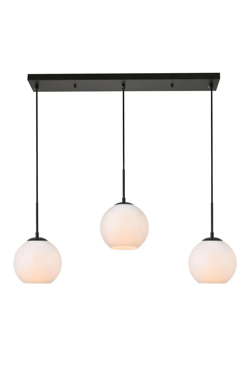 BAXTER Three Light Pendant in Black and frosted white