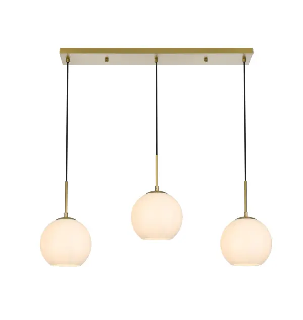 Dimensions
Chain/Rod Length: 79"
Length: 36"
Width: 8"
Height: 8"
Maximum Height: 87"
Wire Length: 79"
Specifications
Assembly Required: No
Bulb Included: Not Included
Dimmable: Yes
Distressed Finish: No
Dry/Wet/Damp: Dry
ETL: YES
Finish (Color): Satin Gold and Frosted white
Fixture Material: Iron and Glass
Hanging Device: Cord
Hardware Finish: Satin Gold
Harware Material: Iron
Max/Nominal Watt: 120W
Number of Lights: 3
Product Type: Pendants
Product Warranty: 1 year limited
Socket Type: E26
UL & ULC Standard: No
Voltage: 110V - 125V
Wattage/Bulb: 40W
Weight: 8
Wire Included: Yes
Shipment type: Small parcel
