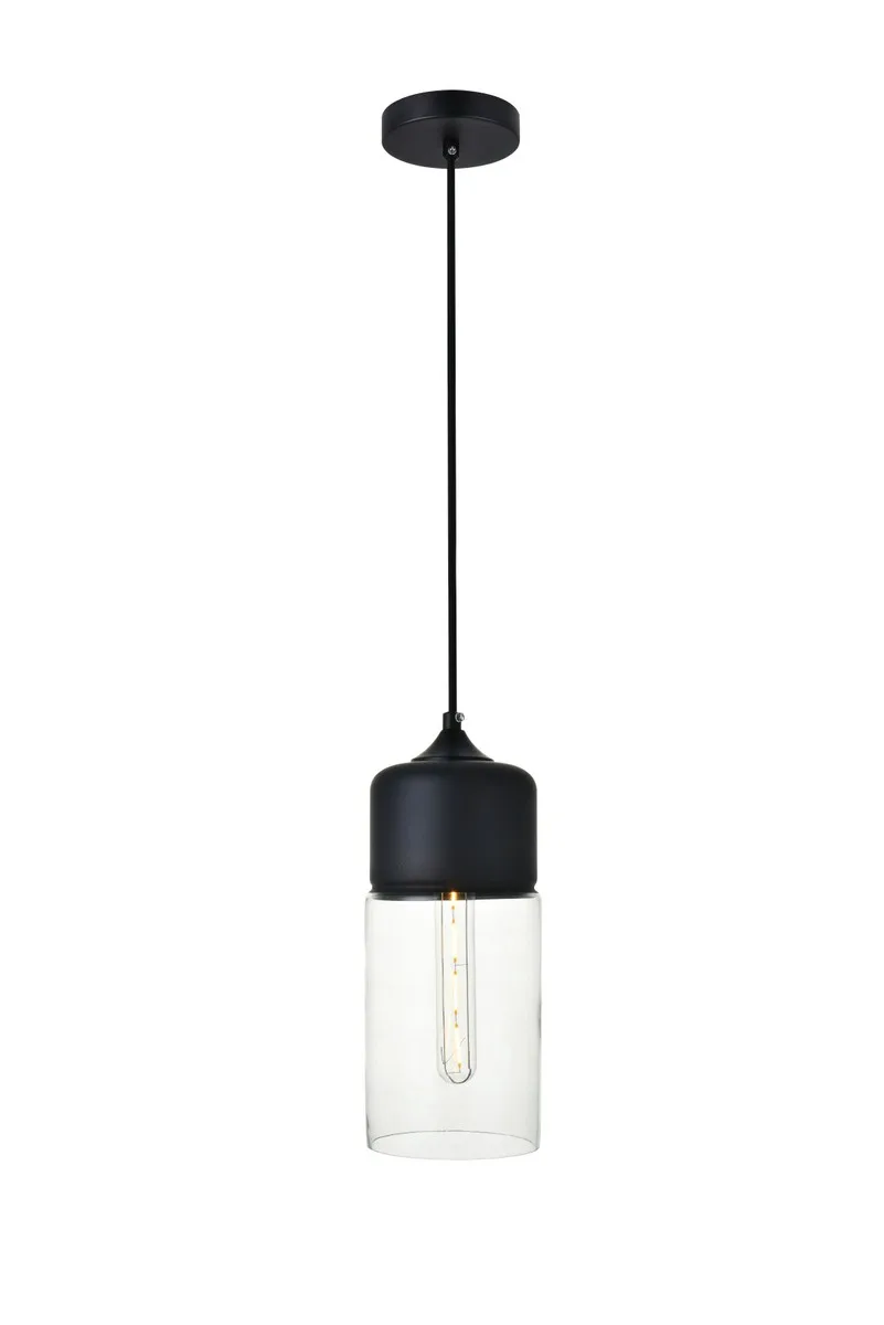 ASHWELL One Light Pendant in Black and Clear