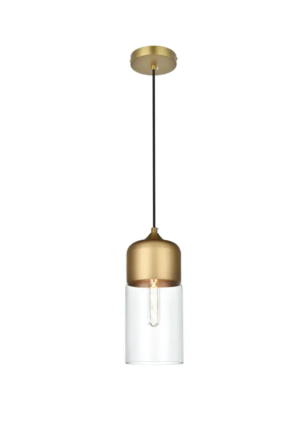 Dimensions
Chain/Rod Length: 60"
Length: 5"
Width: 5"
Height: 13"
Maximum Height: 72"
Wire Length: 60"
Specifications
Assembly Required: No
Bulb Included: Not Included
Dimmable: Yes
Distressed Finish: No
Dry/Wet/Damp: Dry
ETL: YES
Finish (Color): Satin Gold and Clear
Fixture Material: Iron and Glass
Hanging Device: Cord
Hardware Finish: Satin Gold
Harware Material: Iron
Max/Nominal Watt: 40W
Number of Lights: 1
Product Type: Pendants
Product Warranty: 1 year limited
Socket Type: E26
UL & ULC Standard: No
Voltage: 110V - 125V
Wattage/Bulb: 40W
Weight: 2
Wire Included: Yes
Shipment type: Small parcel