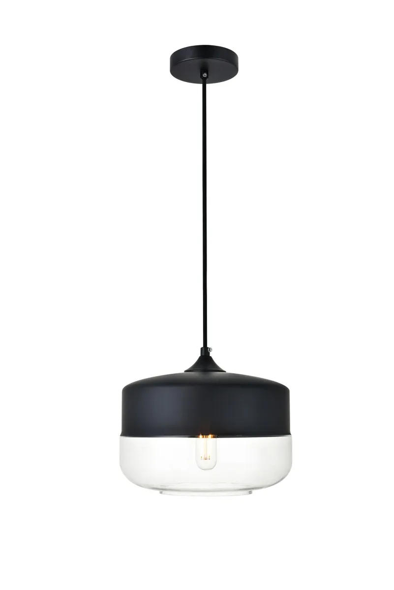 ASHWELL One Light Pendant in Black and Clear