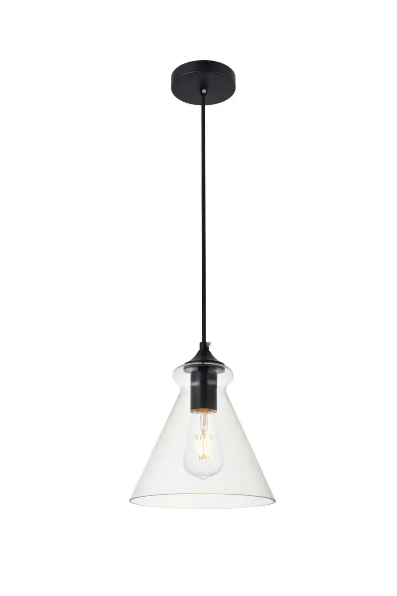 Destry One Light Mini Pendant in Black and Clear