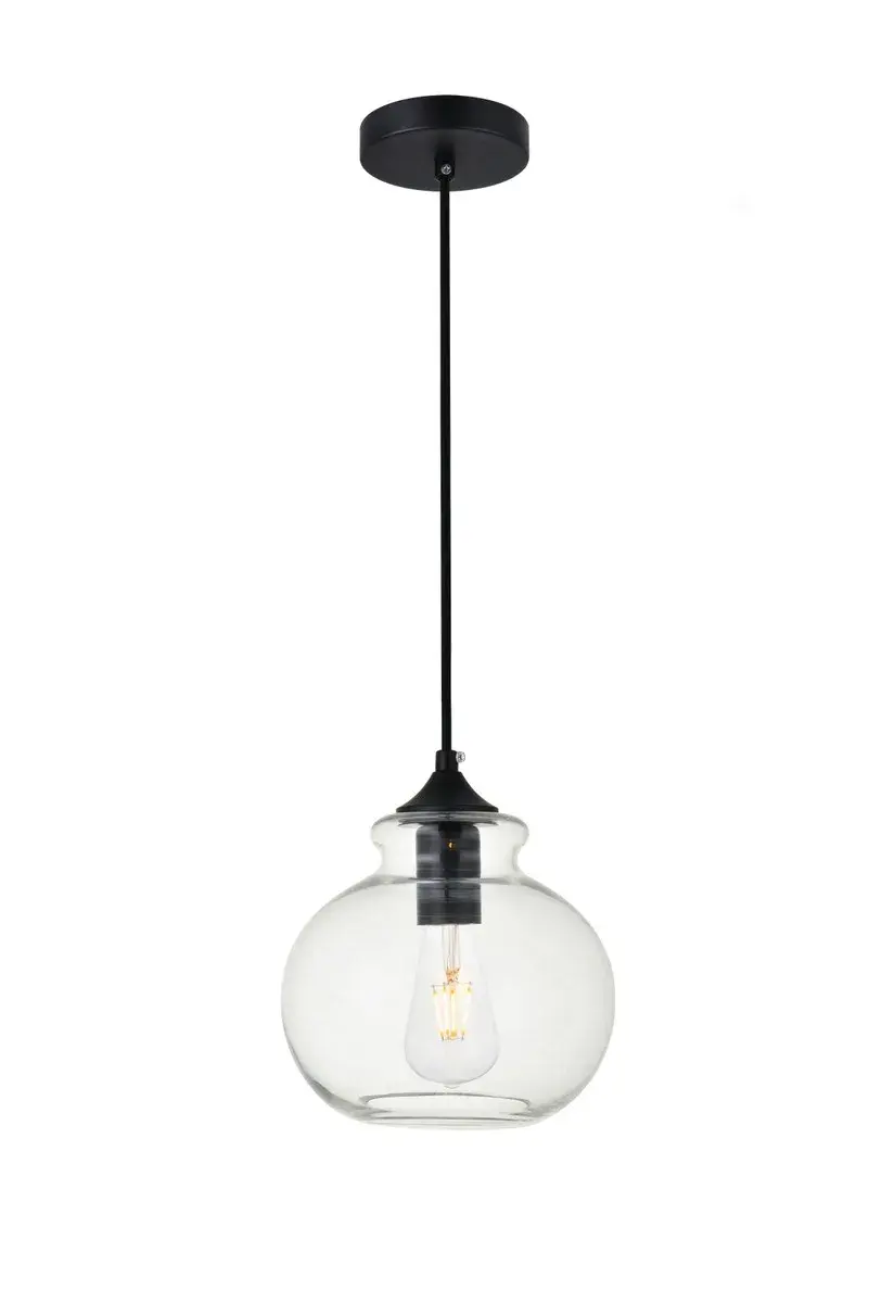 Destry One Light Mini Pendant in Black and Clear