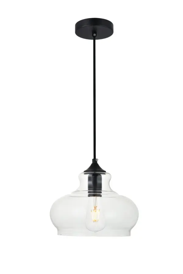 Destry One Light Pendant in Black and Clear