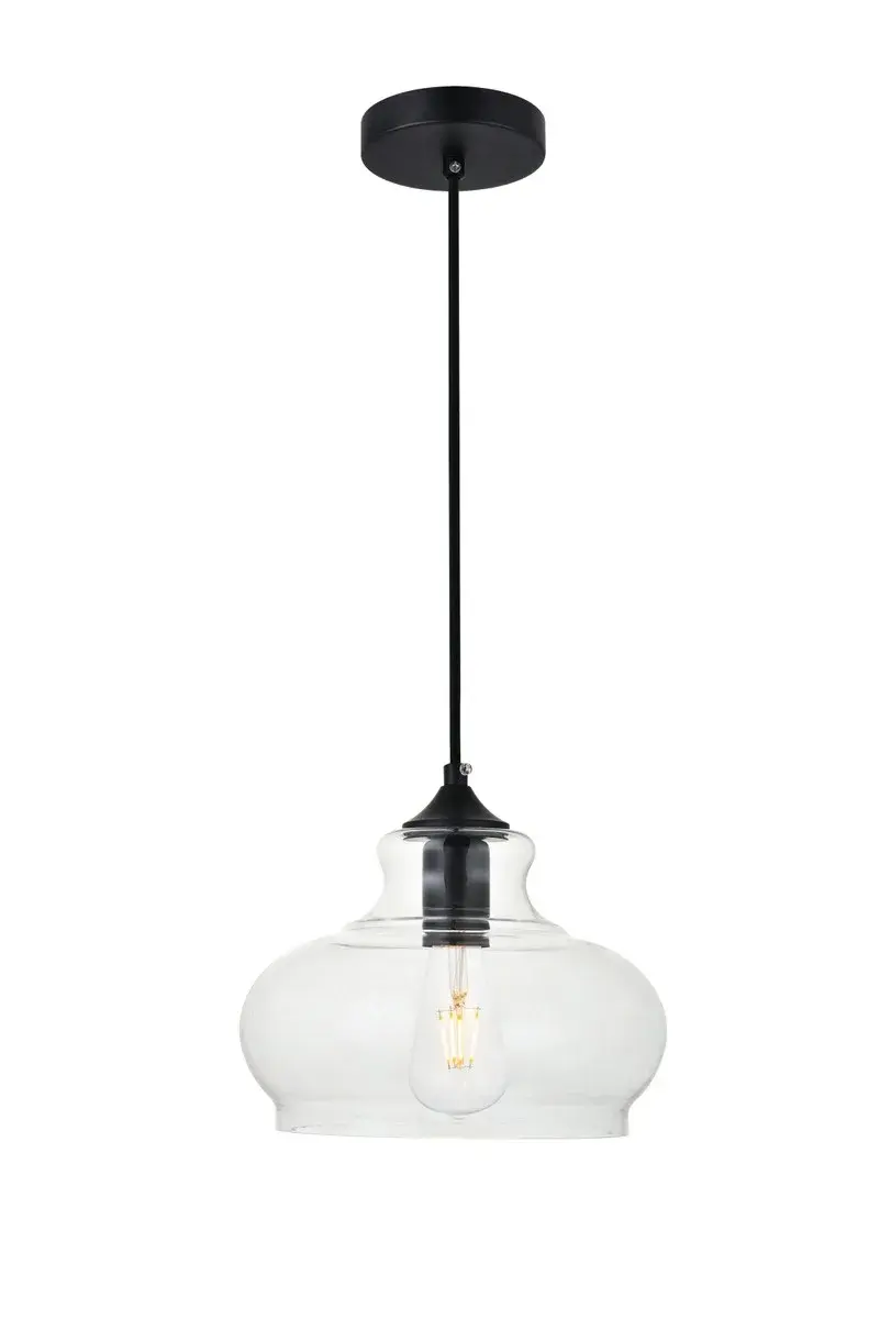 Destry One Light Pendant in Black and Clear