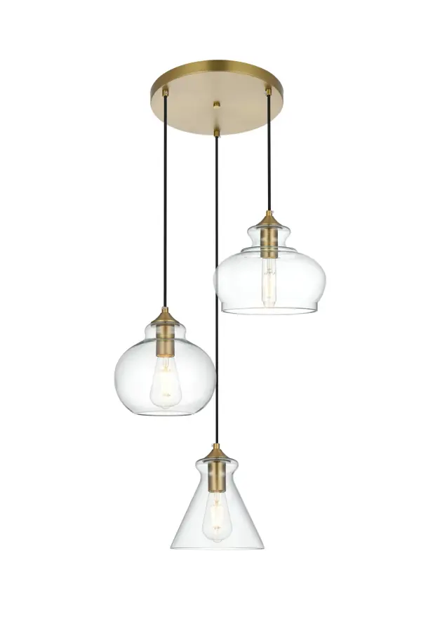 Dimensions
Chain/Rod Length: 79"
Length: 19"
Width: 19"
Height: 9"
Maximum Height: 88"
Wire Length: 79"
Specifications
Assembly Required: No
Bulb Included: Not Included
Dimmable: Yes
Distressed Finish: No
Dry/Wet/Damp: Dry
ETL: YES
Finish (Color): Satin Gold and Clear
Fixture Material: Iron and Glass
Hanging Device: Cord
Hardware Finish: Satin Gold
Harware Material: Iron
Max/Nominal Watt: 120W
Number of Lights: 3
Product Shape: Sugar Pot
Product Type: Pendants
Product Warranty: 1 year limited
Socket Type: E26
UL & ULC Standard: No
Voltage: 110V - 125V
Wattage/Bulb: 40W
Weight: 6
Wire Included: Yes
Shipment type: Small parcel