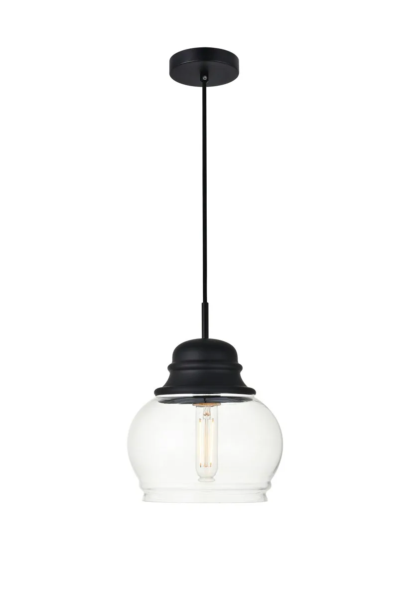 KENNA One Light Pendant in Black and Clear
