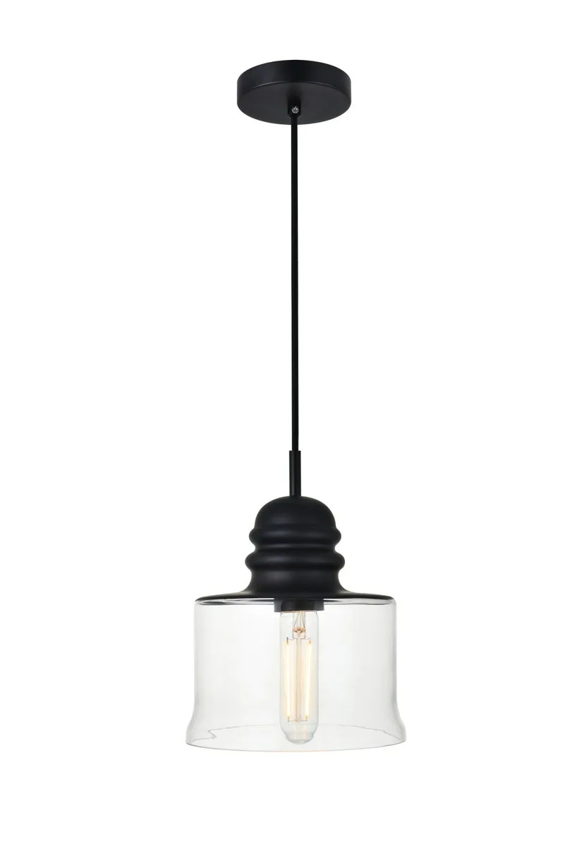 KENNA One Light Pendant in Black and Clear