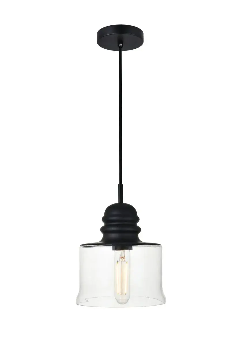 Kenna One Light Pendant in Black and Clear