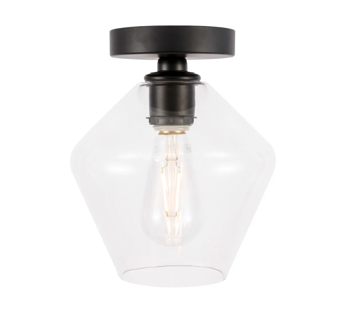 Gene One Light Flush Mount in Black and Clear Glass