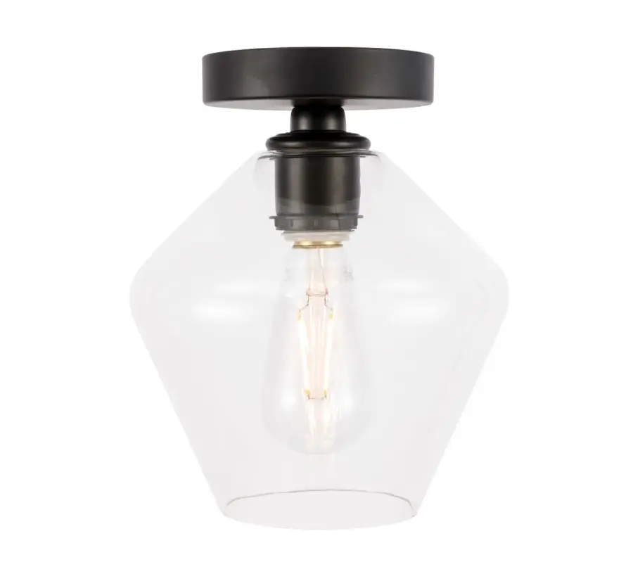 Gene One Light Flush Mount in Black and Clear Glass