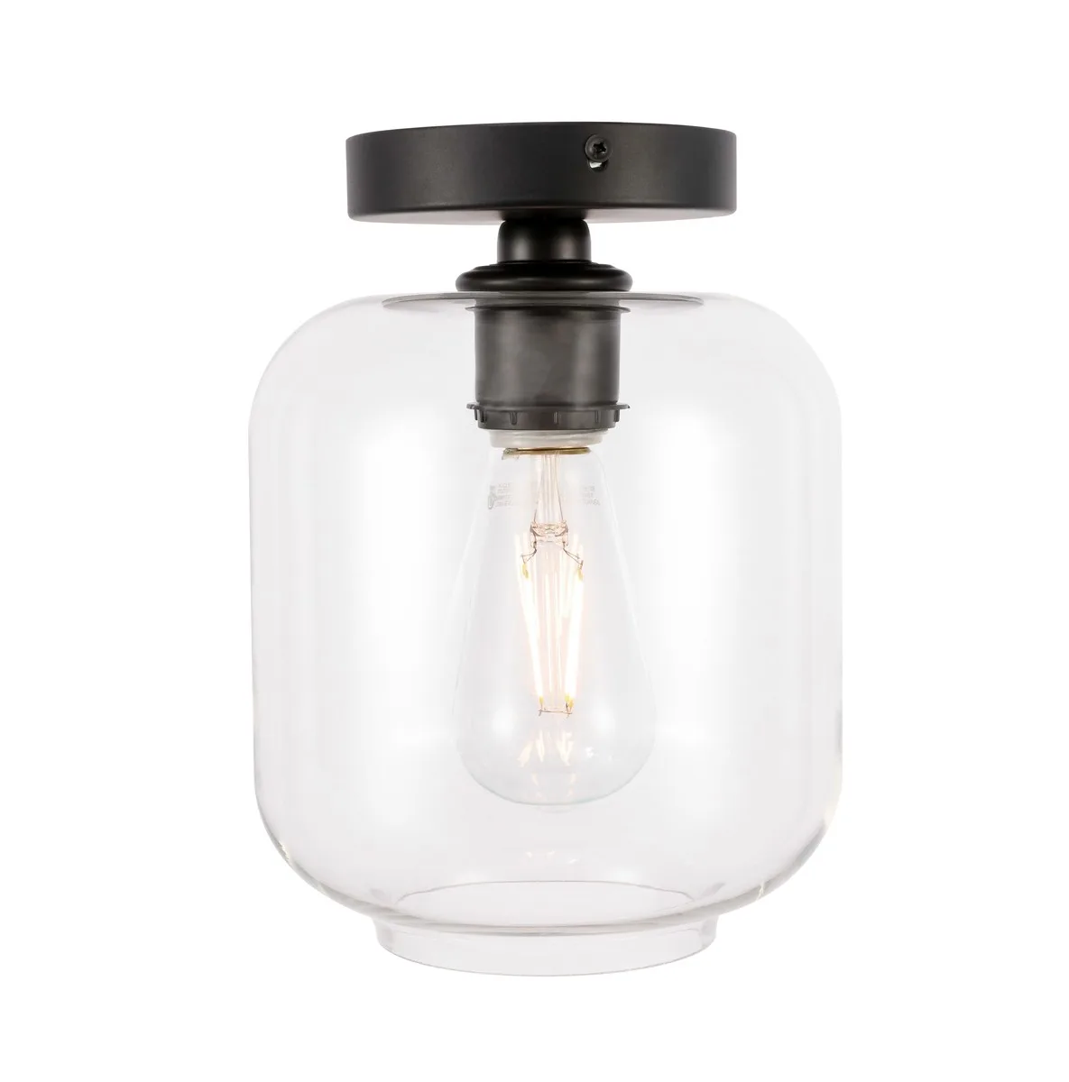 Collier One Light Flush Mount in Black and Clear glass