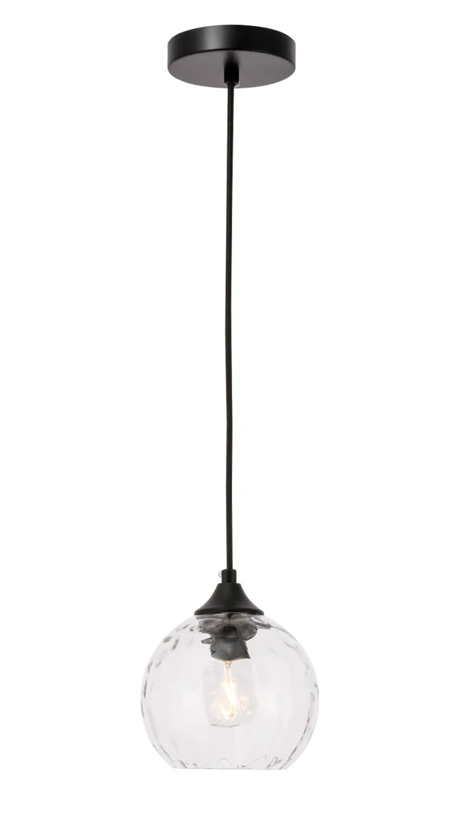 Cashel One Light Pendant in Black and Clear glass