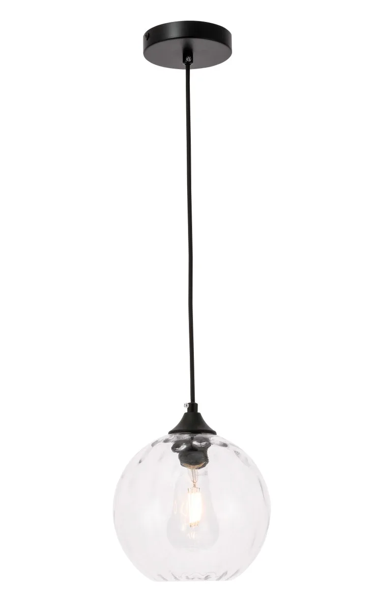 Cashel One Light Pendant in Black and Clear glass
