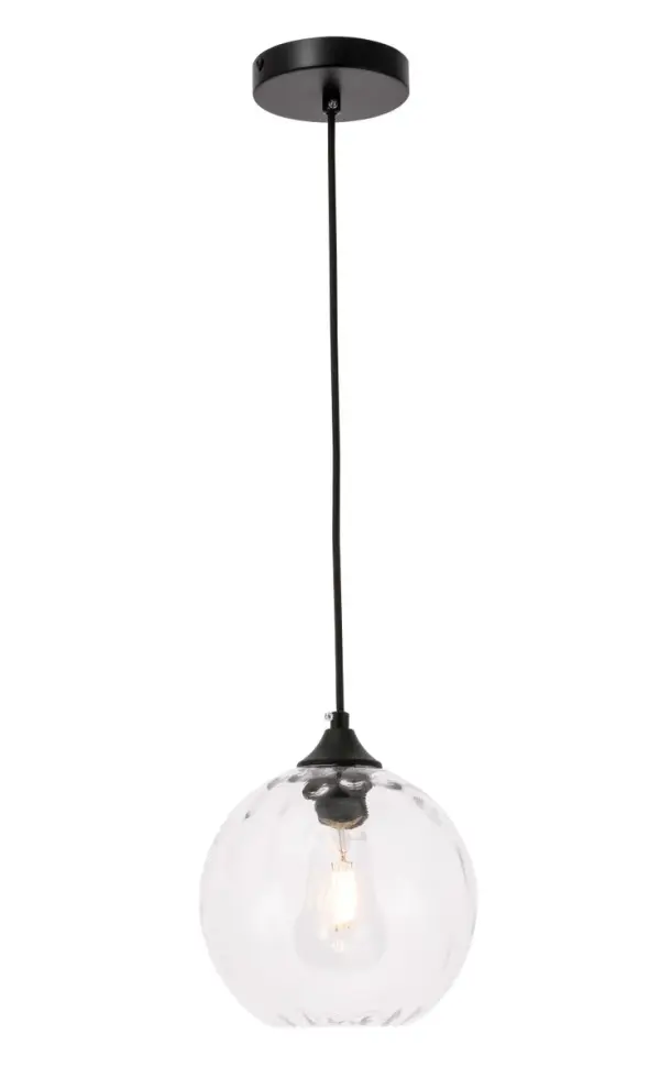 Cashel One Light Pendant in Black and Clear Glass