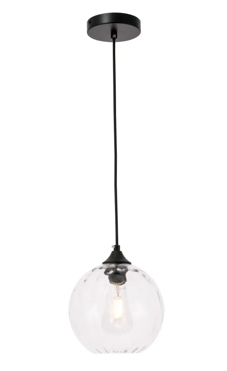 Cashel One Light Pendant in Black and Clear Glass