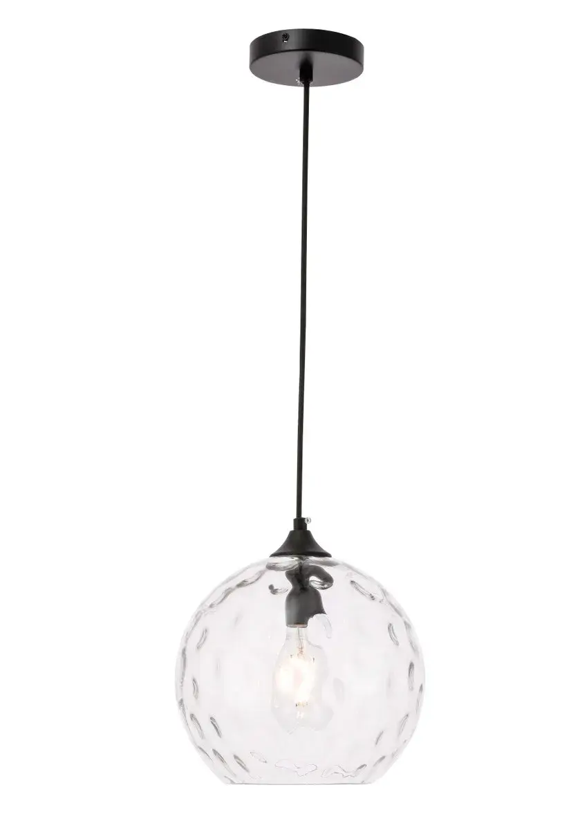 Cashel One Light Pendant in Black and Clear Glass