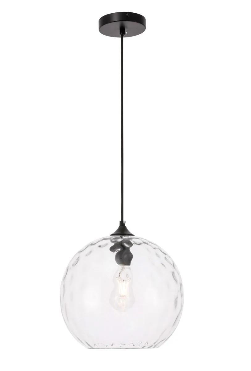 Gibson One Light Pendant in Black and Clear glass