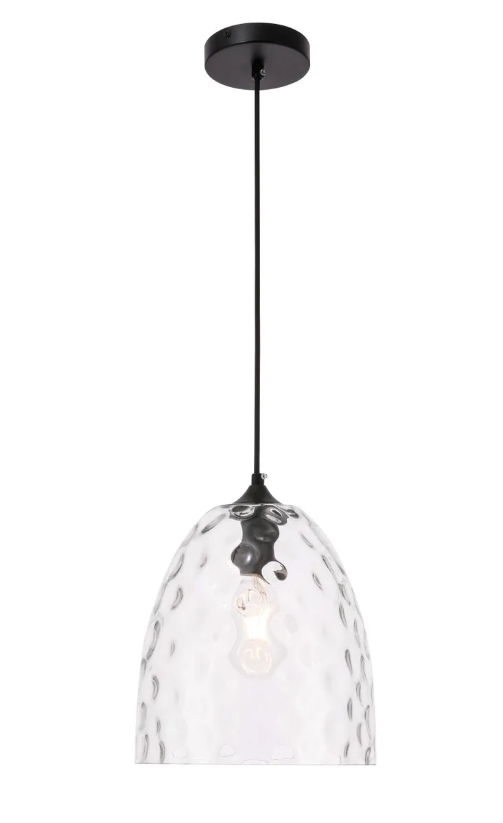 Gibson One Light Pendant in Black and Clear glass