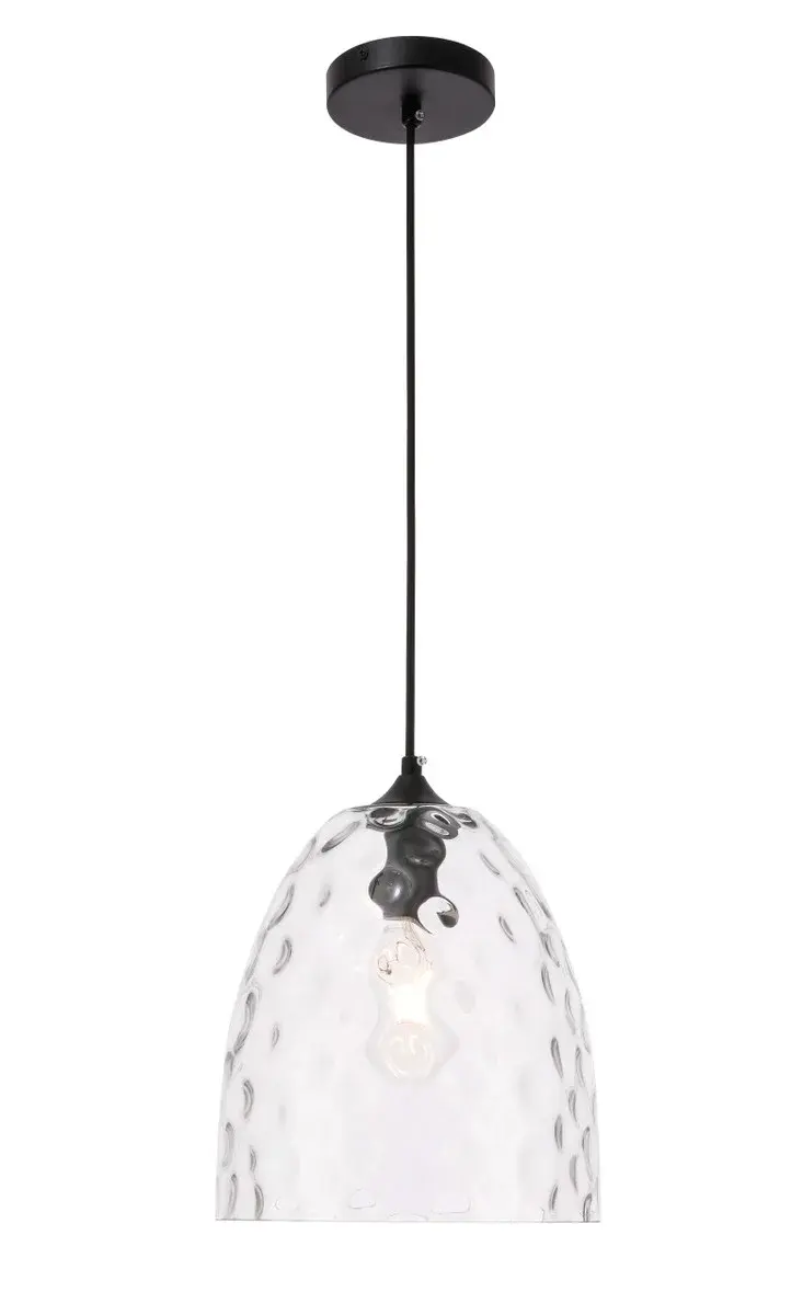 Gibson One Light Pendant in Black and Clear Glass