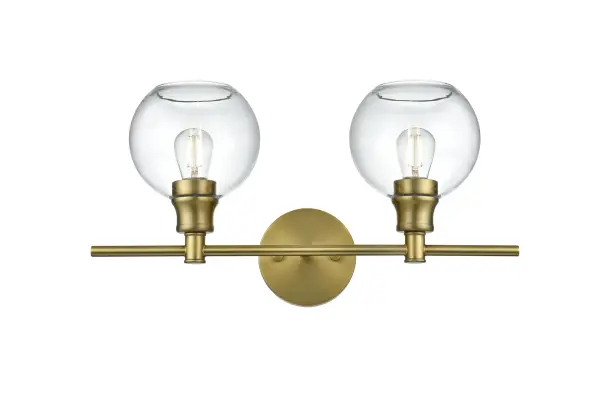 Dimensions
Length: 19"
Width: 8"
Height: 10"
Wire Length: 11"
Specifications
Assembly Required: yes
Bulb Included: No
Crystal/Glass Color: Clear
Dimmable: No
Distressed Finish: No
Dry/Wet/Damp: Damp
ETL: Yes
Finish (Color): Satin Gold
Fixture Material: Iron and Glass
Hardware Finish: Satin Gold
Harware Material: Iron
Max/Nominal Watt: 80W
Number of Lights: 2
Product Type: Vanity Lights
Product Warranty: 1 year limited
Socket Type: E26
UL & ULC Standard: No
Voltage: 110V - 125V
Wattage/Bulb: 40W
Weight: 3
Wire Included: Yes
Shipment type: Small parcel