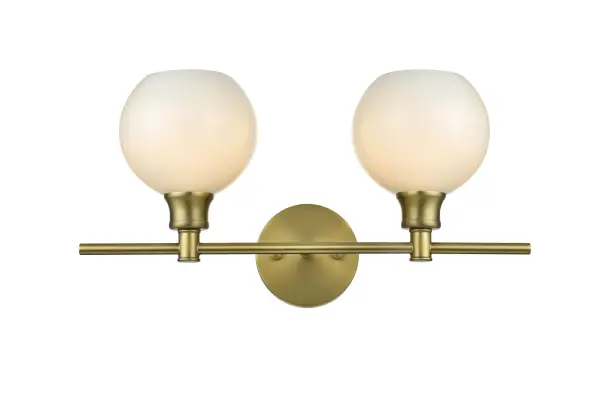 Dimensions
Length: 19"
Width: 8"
Height: 10"
Wire Length: 11"
Specifications
Assembly Required: yes
Bulb Included: No
Crystal/Glass Color: Clear
Dimmable: No
Distressed Finish: No
Dry/Wet/Damp: Damp
ETL: Yes
Finish (Color): Satin Gold
Fixture Material: Iron and Glass
Hardware Finish: Satin Gold
Harware Material: Iron
Max/Nominal Watt: 80W
Number of Lights: 2
Product Type: Vanity Lights
Product Warranty: 1 year limited
Socket Type: E26
UL & ULC Standard: No
Voltage: 110V - 125V
Wattage/Bulb: 40W
Weight: 3
Wire Included: Yes
Shipment type: Small parcel