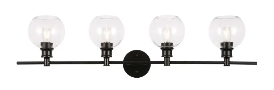Collier 4-Light Wall Sconce in Black with Clear Glass