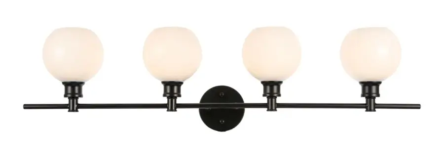 Collier 4-Light Wall Sconce in Black with Frosted White Glass
