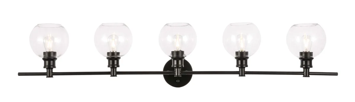 Collier Five Light Wall Sconce in Black and Clear glass