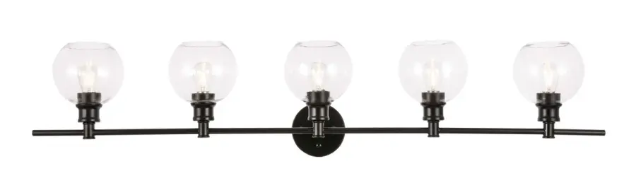 Collier 5-Light Wall Sconce in Black with Clear Glass