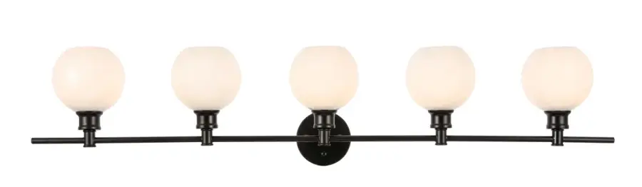 Collier 5-Light Wall Sconce in Black with Frosted White Glass