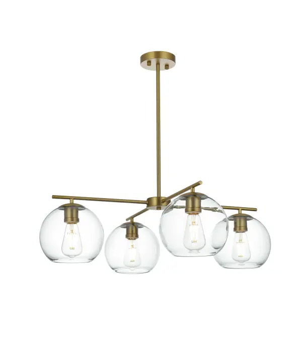 Dimensions
Chain/Rod Length: 46"
Length: 31"
Width: 31"
Height: 9"
Maximum Height: 55.6"
Wire Length: 60"
Specifications
Assembly Required: No
Bulb Included: Not Included
Dimmable: Yes
Distressed Finish: No
Dry/Wet/Damp: Dry
ETL: YES
Finish (Color): Satin Gold and Clear
Fixture Material: Iron and Glass
Hanging Device: Rod
Hardware Finish: Satin Gold
Harware Material: Iron
Max/Nominal Watt: 160W
Number of Lights: 4
Product Type: Pendants
Product Warranty: 1 year limited
Socket Type: E26
UL & ULC Standard: No
Voltage: 110V - 125V
Wattage/Bulb: 40W
Weight: 7
Wire Included: Yes
Shipment type: Small parcel