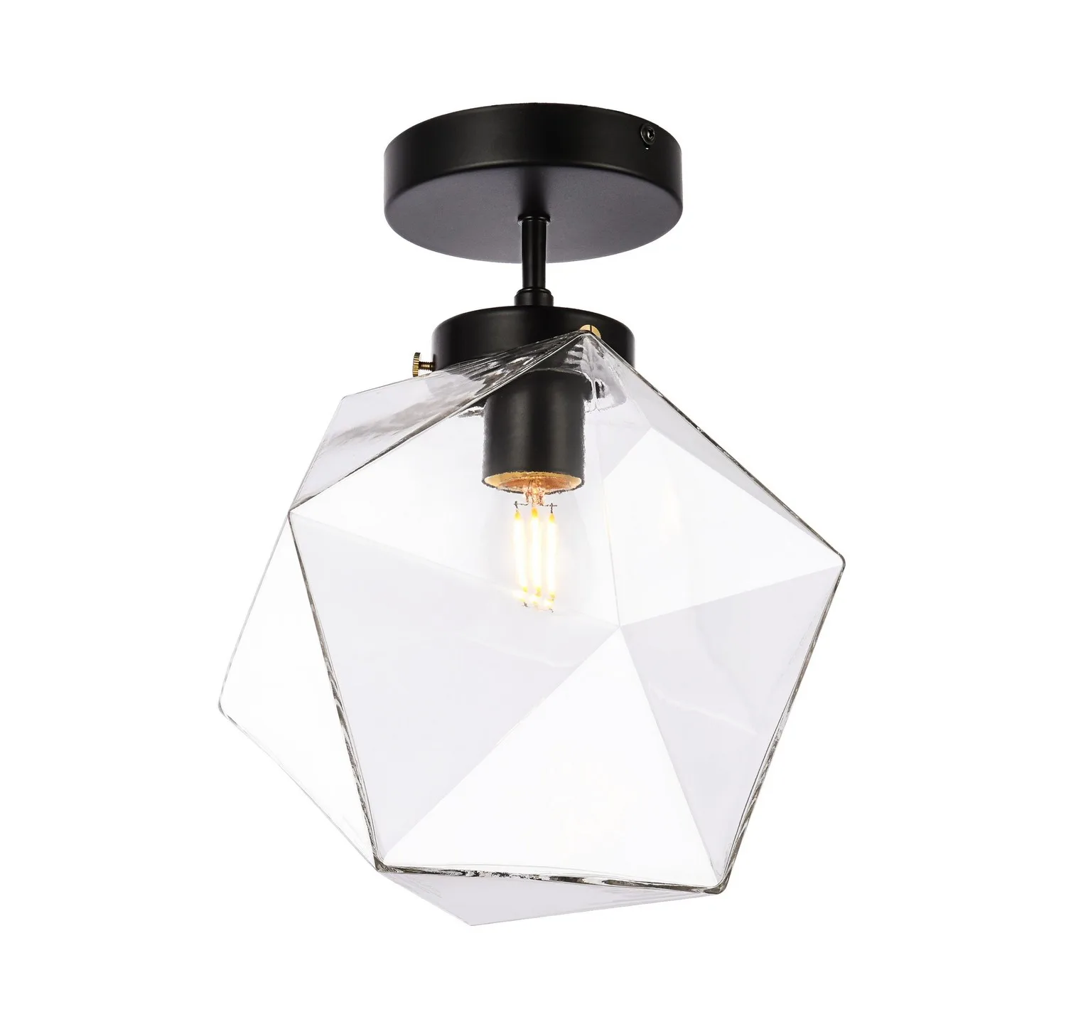 Lawrence One Light Flush Mount in Black and Clear