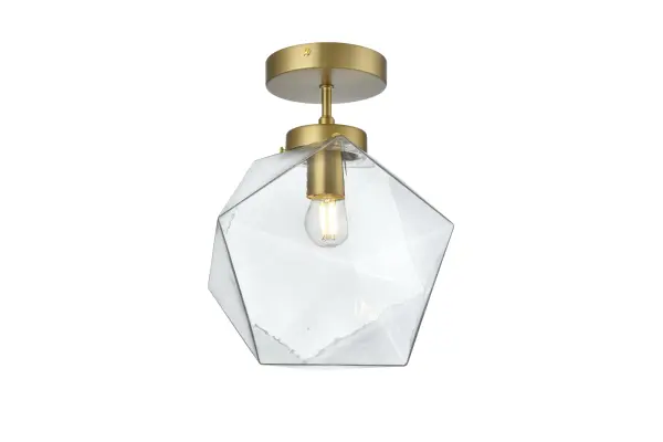 Dimensions
Length: 10"
Width: 10"
Height: 12"
Wire Length: 11"
Specifications
Assembly Required: No
Bulb Included: Not Included
Dimmable: Yes
Distressed Finish: No
Dry/Wet/Damp: Dry
ETL: YES
Finish (Color): Satin Gold and Clear
Fixture Material: Iron and Glass
Hardware Finish: Satin Gold
Harware Material: Iron
Max/Nominal Watt: 40W
Number of Lights: 1
Product Type: Flush Mounts
Product Warranty: 1 year limited
Socket Type: E26
UL & ULC Standard: No
Voltage: 110V - 125V
Wattage/Bulb: 40W
Weight: 3
Wire Included: Yes
Shipment type: Small parcel