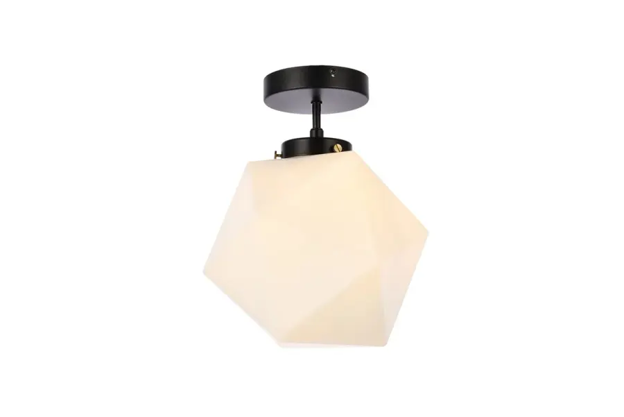 Lawrence One Light Flush Mount in Black and White