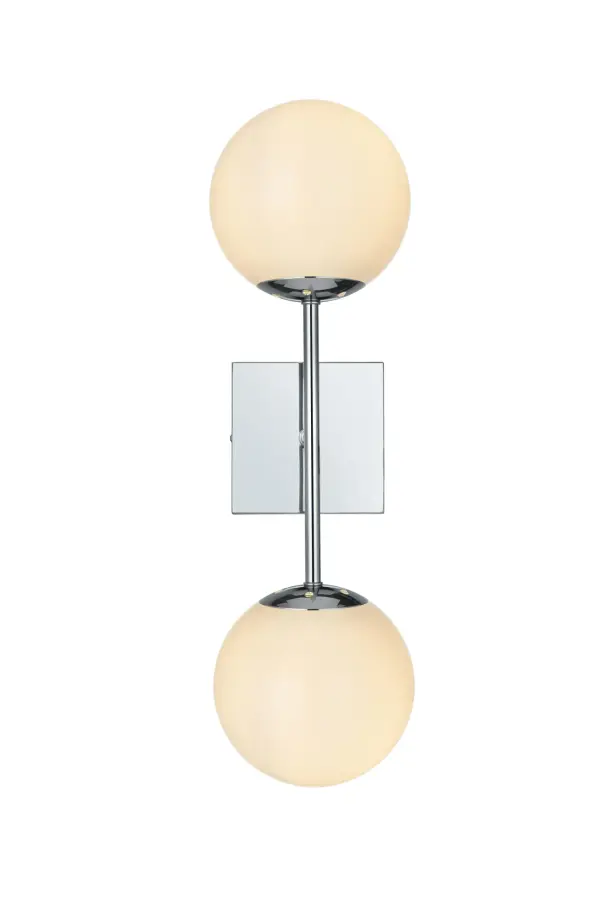 Dimensions
Length: 6"
Width: 6"
Height: 20"
Extension: 7"
Wire Length: 11"
Specifications
Assembly Required: No
Bulb Included: Not Included
Dimmable: Yes
Distressed Finish: No
Dry/Wet/Damp: Damp
ETL: YES
Finish (Color): Chrome
Fixture Material: Iron and Glass
Hardware Finish: Satin Gold
Harware Material: Iron
Max/Nominal Watt: 80W
Number of Lights: 2
Product Type: Vanity Lights
Product Warranty: 1 year limited
Socket Type: E12
UL & ULC Standard: No
Voltage: 110V - 125V
Wattage/Bulb: 40W
Weight: 2
Wire Included: Yes
Shipment type: Small parcel
