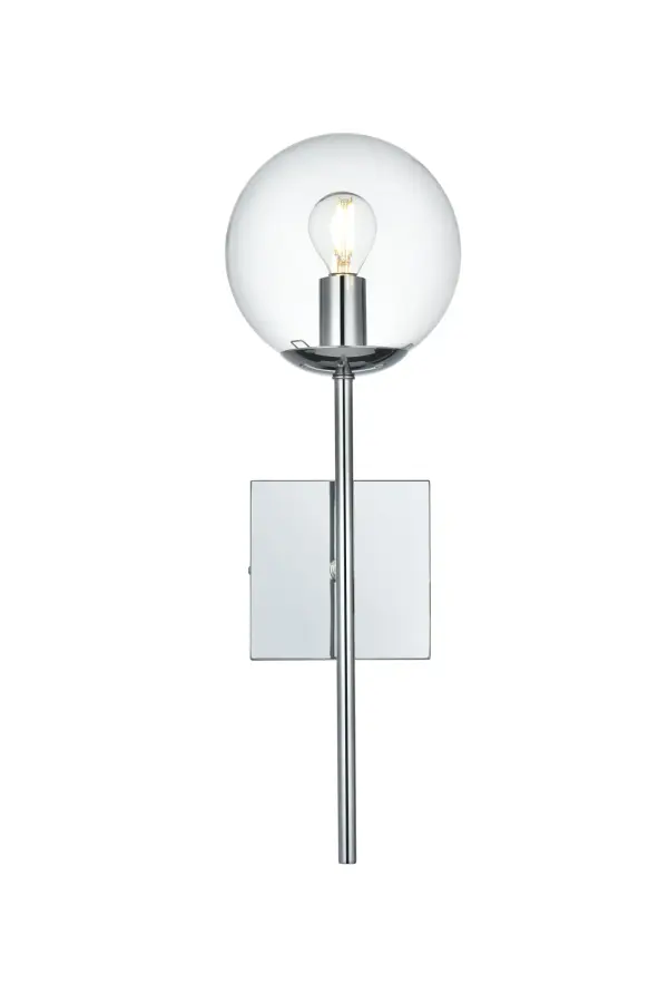 Dimensions
Length: 6"
Width: 6"
Height: 18"
Extension: 7"
Wire Length: 11"
Specifications
Assembly Required: No
Bulb Included: Not Included
Dimmable: Yes
Distressed Finish: No
Dry/Wet/Damp: Damp
ETL: YES
Finish (Color): Chrome and Clear
Fixture Material: Iron and Glass
Hardware Finish: Satin Gold
Harware Material: Iron
Max/Nominal Watt: 40W
Number of Lights: 1
Product Type: Vanity Lights
Product Warranty: 1 year limited
Socket Type: E12
UL & ULC Standard: No
Voltage: 110V - 125V
Wattage/Bulb: 40W
Weight: 1
Wire Included: Yes
Shipment type: Small parcel