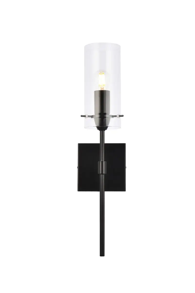 Elsreth One Light Wall Sconce in Black and Clear