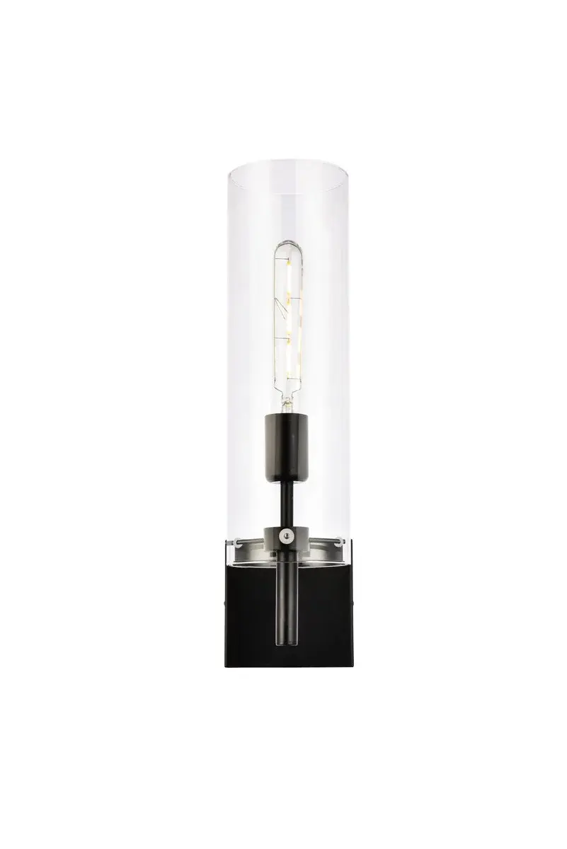Savant One Light Wall Sconce in Black and Clear