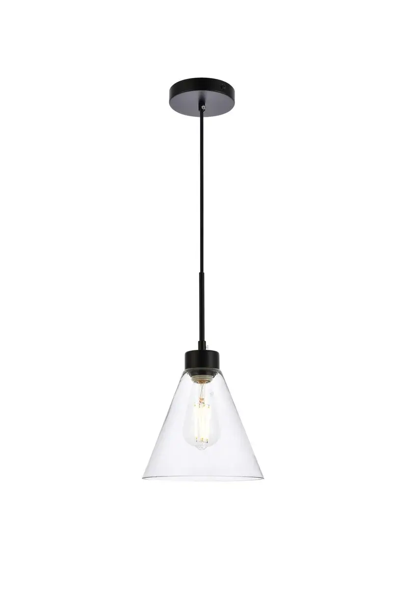 Mera One Light Pendant in Black and Clear