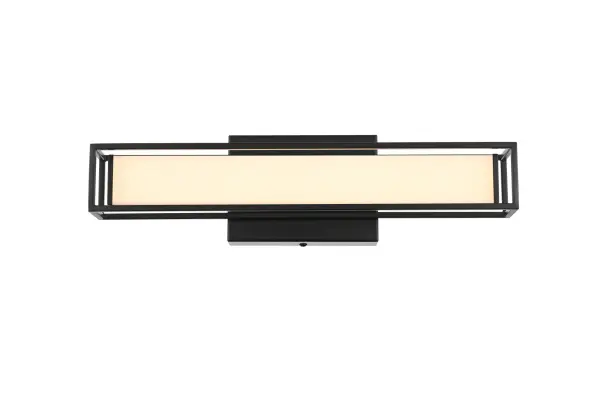 Dimensions
Width: 16"
Height: 4"
Extension: 4"
Wire Length: 8"
Specifications
Assembly Required: Yes
Bulb Included: Yes
Bulb Shape: LED Strip
CRI: 80
Dimmable: Yes
Distressed Finish: No
Dry/Wet/Damp: Damp
ETL: Yes
Finish (Color): Black
Fixture Material: Iron and Acrylic
Hardware Finish: Black
Harware Material: Iron
Lumens: 680
Number of Lights: 1
Product Shape: Rectangle
Product Type: Wall Sconce
Product Warranty: 1 year limited
Socket Type: LED
UL & ULC Standard: No
Voltage: 110V - 125V
Wattage/Bulb: 8W
Watts: 8W
3
Wire Included: Yes
Shipment type: Small parcel