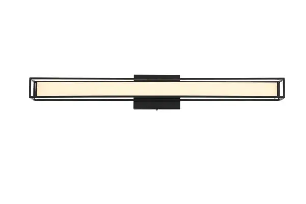 Dimensions
Width: 31"
Height: 4"
Extension: 4"
Wire Length: 8"
Specifications
Assembly Required: Yes
Bulb Included: Yes
Bulb Shape: LED Strip
CRI: 80
Dimmable: Yes
Distressed Finish: No
Dry/Wet/Damp: Damp
ETL: Yes
Finish (Color): Black
Fixture Material: Iron and Acrylic
Hardware Finish: Black
Harware Material: Iron
Lumens: 1530
Number of Lights: 1
Product Shape: Rectangle
Product Type: Wall Sconce
Product Warranty: 1 year limited
Socket Type: LED
UL & ULC Standard: No
Voltage: 110V - 125V
Wattage/Bulb: 18W
Watts: 18W
5
Wire Included: Yes
Shipment type: Small parcel