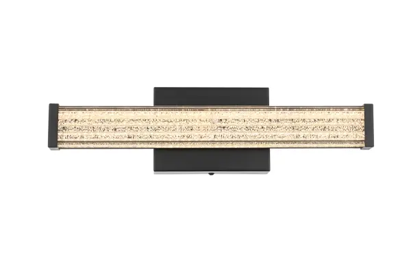 Dimensions
Width: 16"
Height: 4"
Extension: 2.6"
Wire Length: 8"
Specifications
Assembly Required: Yes
Bulb Included: Yes
Bulb Shape: LED Strip
CRI: 80
Dimmable: Yes
Distressed Finish: No
Dry/Wet/Damp: Damp
ETL: Yes
Finish (Color): Black
Fixture Material: Iron and Acrylic
Hardware Finish: Black
Harware Material: Iron
Lumens: 680
Number of Lights: 1
Product Shape: Rectangle
Product Type: Wall Sconce
Product Warranty: 1 year limited
Socket Type: LED
UL & ULC Standard: No
Voltage: 110V - 125V
Wattage/Bulb: 8W
Watts: 8W
3
Wire Included: Yes
Shipment type: Small parcel