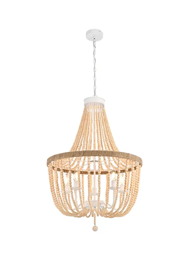 Dimensions
Chain/Rod Length: 39.37"
Length: 24"
Width: 24"
Height: 34"
Maximum Height: 73.37"
Wire Length: 68"
Specifications
Assembly Required: Yes
Bulb Included: No
Bulb Shape: B10
Dimmable: Yes
Distressed Finish: No
Dry/Wet/Damp: Dry
ETL: Yes
Finish (Color): Beige
Fixture Material: Iron, Rope, And Wood
Hanging Device: Chain
Hardware Finish: White
Harware Material: Iron
Max/Nominal Watt: 200W
Number of Lights: 5
Product Shape: Round
Product Type: Pendants
Product Warranty: 1 year limited
Socket Type: E12
UL & ULC Standard: No
Voltage: 110V - 125V
Wattage/Bulb: 40W
16
Wire Included: Yes
Shipment type: Small parcel
