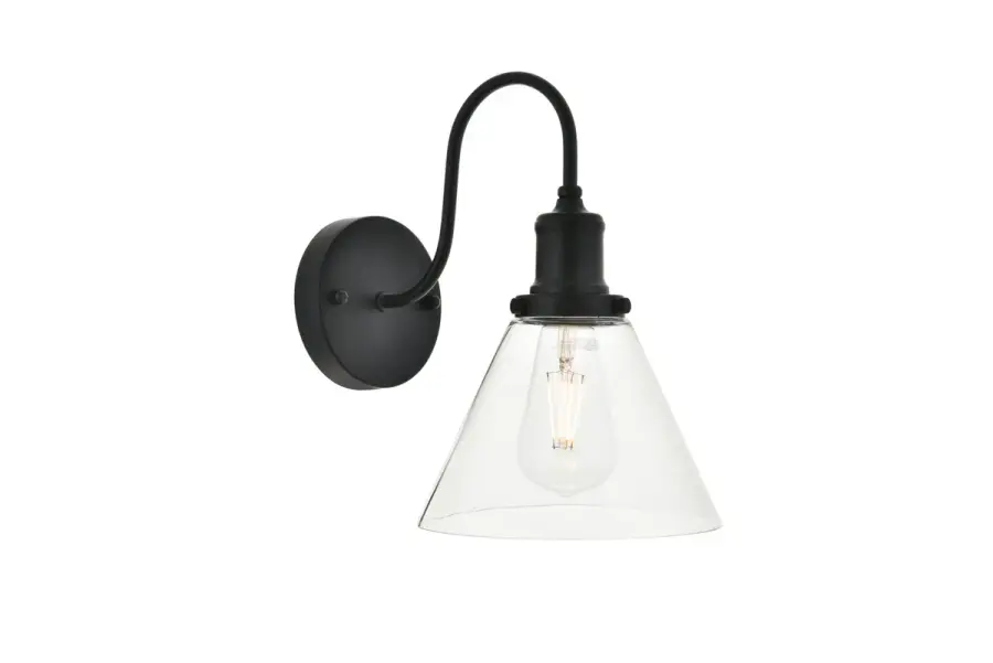 Histoire One Light Wall Sconce in Black and Clear