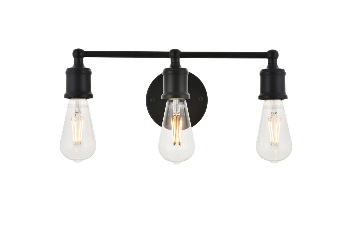 Serif Three Light Wall Sconce in black
