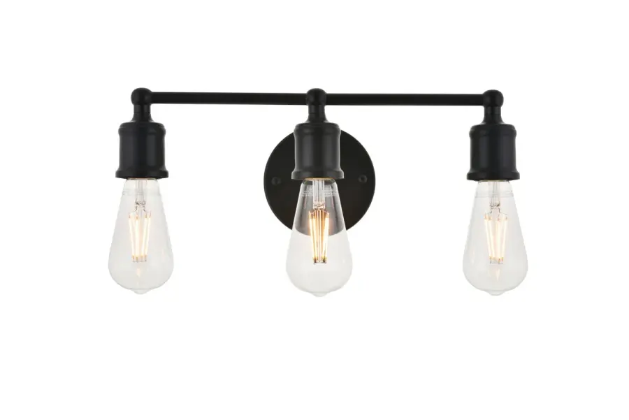Serif Three Light Wall Sconce in Black