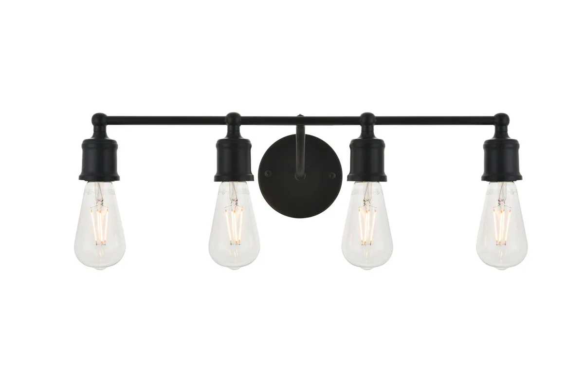 Serif Four Light Wall Sconce in black