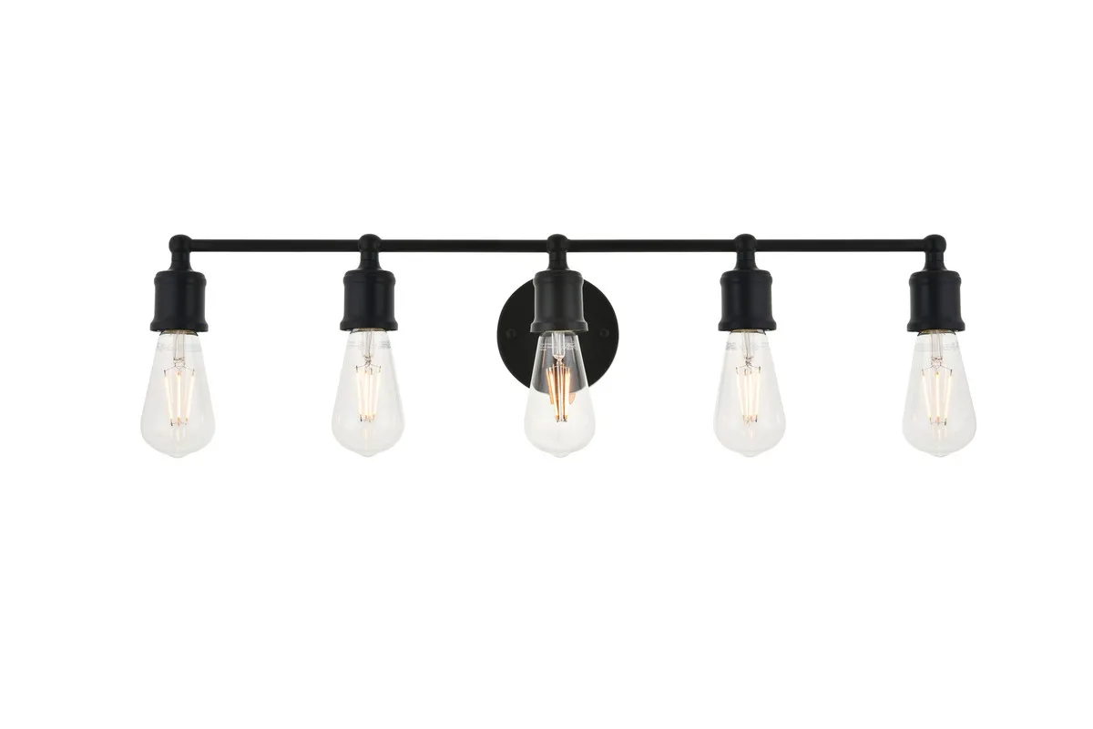 Serif Five Light Wall Sconce in black
